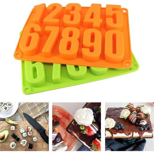 3D DIY Fondant Cake Moulds 0-9 Numbers Shape Baking Mold Silicone Chocolate Cupcake Pastry Molds Baking Supplies Decorating Tool