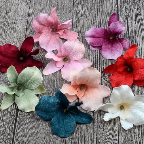 5pcs/lot 8cm Silk Artificial Orchid Flower Heads For Wedding Home Decoration Orchis Cymbidium High Quality Cheap Fake Flowers