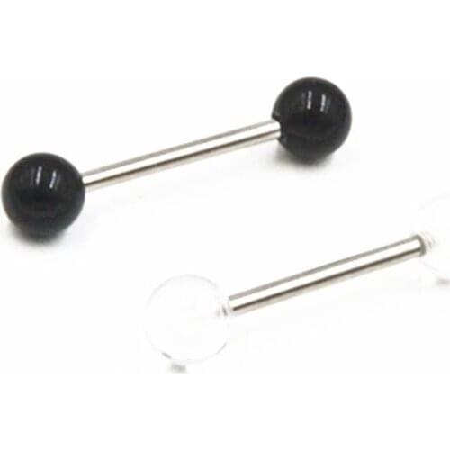 50pcs Body Jewelry Acrylic Ball Tongue/ Nipple Ring Barbells Bar 14G~1.6mm Retainers Body Piercing Jewelry 14Gx16mmx6mm/6mm