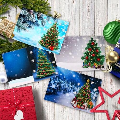 5D DIY Diamond Painting Greeting Card Special Shaped Diamond Embroidery Christmas Cards Postcards Birthday Xmas Gift