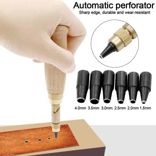 6Pcs Automatic Belt Punch Replaceable Multi-Head Belt Screw Hole Puncher DIY Leather Paper Tool Bookbinding Tool Punch Set