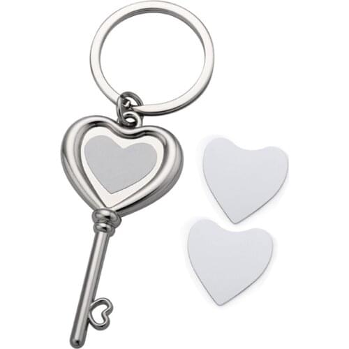 Love Heart Shaped Sublimation Blank Keychain Heat Transfer Key Chain Keyring Key Tag with Split Rings for DIY Project K3ND