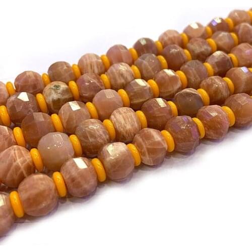 7x9mm Natural Orange Sunstone Beads Rondelle Faceted DIY Loose Stone Beads For Jewelry Making beads Accessories 15'' Women Gift