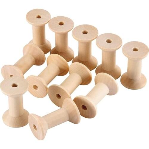 10pcs/set Wooden Empty Thread Spools Thread Ribbon Holder for Needlework Embroidery Wire Ribbon Floss Holder Sewing Accessories