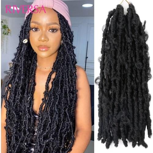 18-24 Inch Long Distressed Butterfly locs Crochet Hair 1-9 Packs Supper Soft Butterfly Hair Pre Looped Natural Synthetic Hair