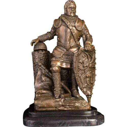 Ivorique DS-430 Classical Bronze Medieval Ancient Rome Soldier Statues National Protection Army Warrior Sculptures Figurines