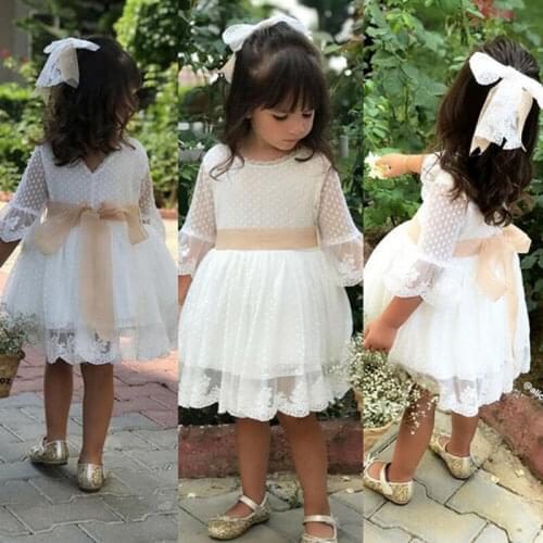 Pudcoco Flower Girl Lace Dress 2020 New Arrival Toddler Kid Baby Girl Pageant Party Wedding Dreses