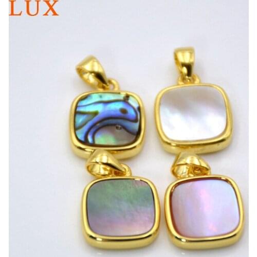 Square Sea Shell Pendant Minimalist Geometric Necklace Accessories Mother of Pearl Jewelry Findings
