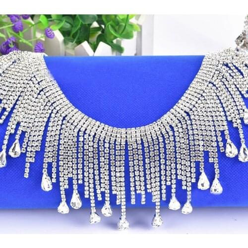 2yds High Quality Rhinestone Fringle Chain Trim Crystal Tassel Ribbon DIY Wedding Deco Clothing Waist Chain Sewing Accessories