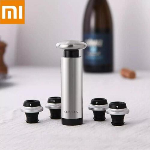 Xiaomi CircleJoy Wine Stopper Set for Freshness 1vacuum pump 4wine stoppers Stainless steel Champagne Wine Bottle stopper Portab