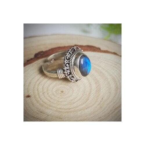 925 silver Natural light elongated stone ring RING 925 Silver