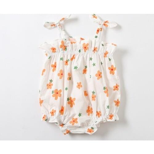 New Newborn Baby Rompers Jumpsuit Floral Print Sleeveless Girls Infant Lace-up Casual Suspender Triangle Romper Girls Clothes