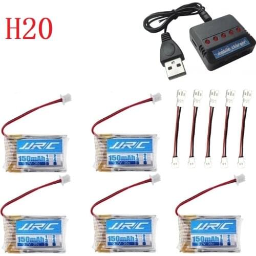 Original 3.7V 150mAh H20 battery and (5 IN 1) Charger For JJRC H20 Syma S8 M67 U839 RC Quadcopter Spare Parts 3.7V Lipo Battery