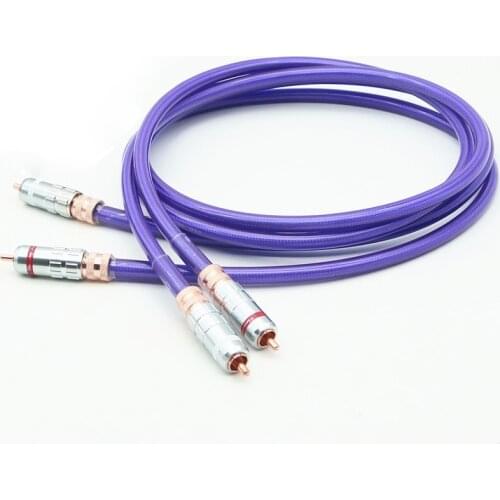 Pair VDH OCC copper silver plated HiFi Audio RCA interconnect cable with RCA plug