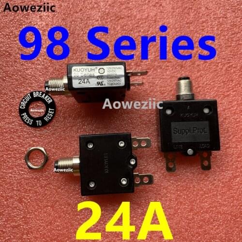 2Pcs KUOYUH 98 Series 24A Thermal overcurrent overload protector Manual reset Switch fuse Leakage switch Circuit breaker