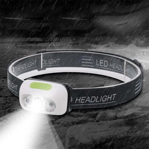 Mini Rechargeable LED Headlamp Body Motion Sensor Headlight Camping Flashlight Head Light Torch Lamp With USB Cable Headband
