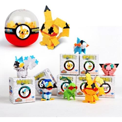 POKEMON Elf Ball Toy Pocket Monster Pikachu Action Figure Pokemon Blocks Ball Pikachu Model Anime Figure Collect Toy Kids6