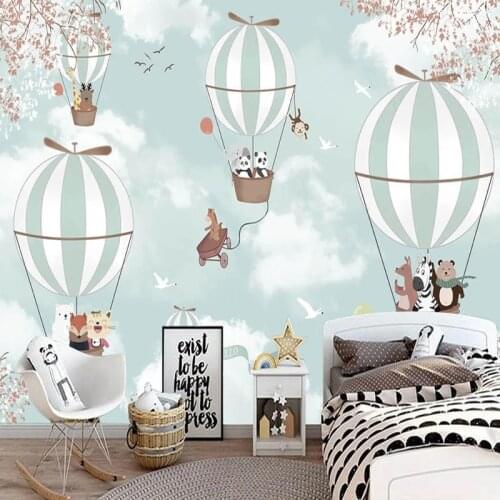 Custom Any Size Mural Wallpaper 3D Cartoon Hot Air Balloon Wall Painting Childrens Bedroom Background Wall Papel De Parede 3 D