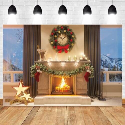 Yeele Christmas Backdrop Photocall Interior Glitter Fireplace Star Baby Birthday Portrait Background Photography Photo Studio