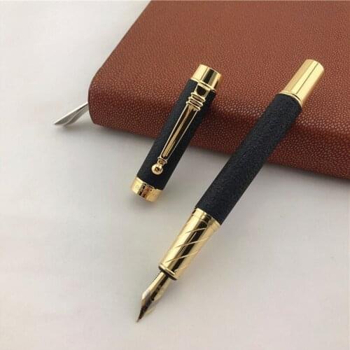 Metal fountain pen High quality elegant stainless steel ink pens Office Supplies Student Writing gift for customer colleague