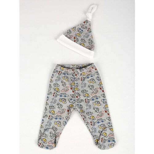 Gray Pattern Male Baby Hat Patikli Bottom