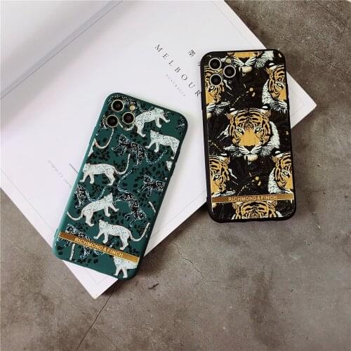 Hot Luxury Brand Tiger Leopard richmond finch Silicon Case for iPhone 12 mini 11 Pro X XS MAX 8 7 Plus 3D relief fashion cover