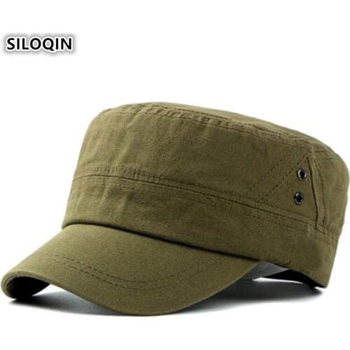SILOQIN Four Seasons Male And Female Trend Cotton Military Hat Simple Adjustable Size Monochrome Tongue Caps Travel Riding Visor