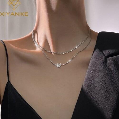 XIYANIKE 925 Sterling Silver Shining Butterfly Gypsophila Necklace Temperament Exquisite Jewelry Adjustable Gift Hypoallergenic