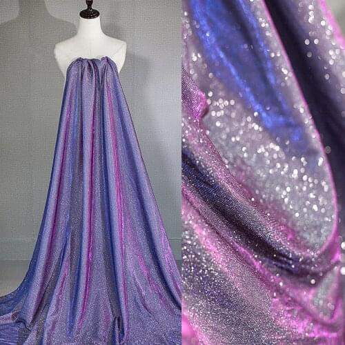 50cm*150cm Dream Reflective Laser Cloth Starry Sky Magic Color Bright Elastic Fabric Creative Wedding Dress Fabric