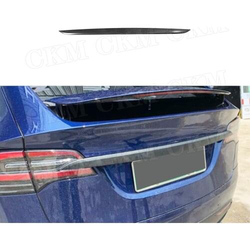 Carbon fiber Material Rear Trunk Door Decoration Trim Cover Sticker ABS Carbon Look For Tesla Model X SUV 2020 Auto Car Styling