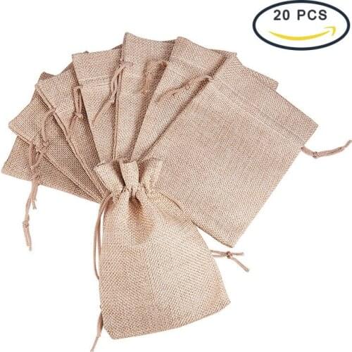 20pcs Vintage Natural Burlap Gift Candy Bags Baby Shower Chocolate Gift Bag For Packaging Jewelry Bag Sweet Wrapping Pouches