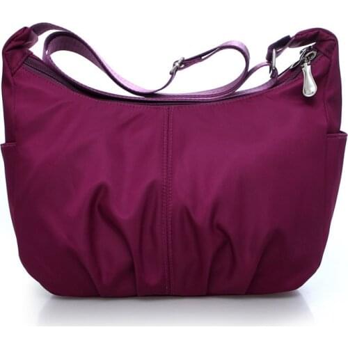 Womens vintage purple waterproof nylon oxford fabric travel tote shoulder bag ladies women Messenger Bag Crossbody Bags