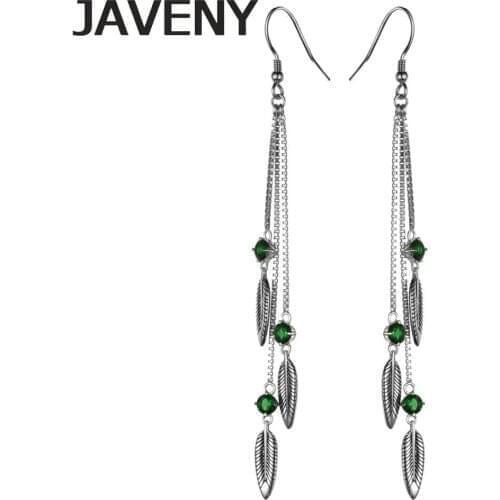 925 Sterling Silver Feather Leaf Dangle CZ Cubic Zirconia Womens Wedding Bridal Earrings Birthday Christmas Gifts