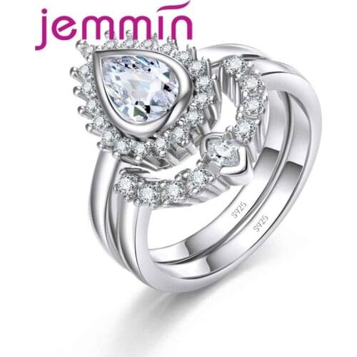 European And American Popular 925 Sterling Silver Ring Set For Women Fashion Geometric Party Creative Modern Jewelry