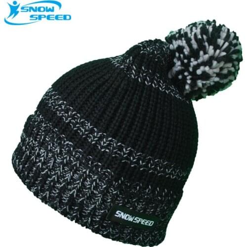 Winter Warm Thick Acrylic Ski Hat Black Color Climbing Hats