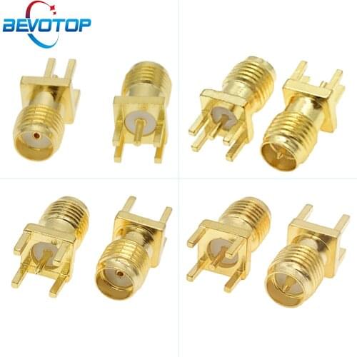 10pcs 4 Types 1.6mm SMA Female Jack Solder Nut Edge PCB Clip Straight Mount Gold Plated RF Connector Receptacle Solder 2 types