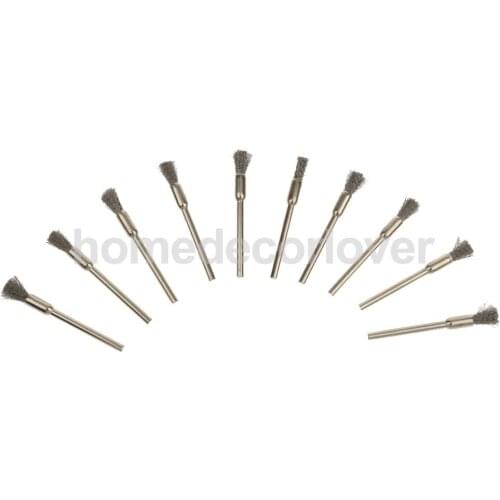 10pcs Steel Copper Pencil Wire Wheel Cup Brushes Kit Accessories for Polished Rotary Tool