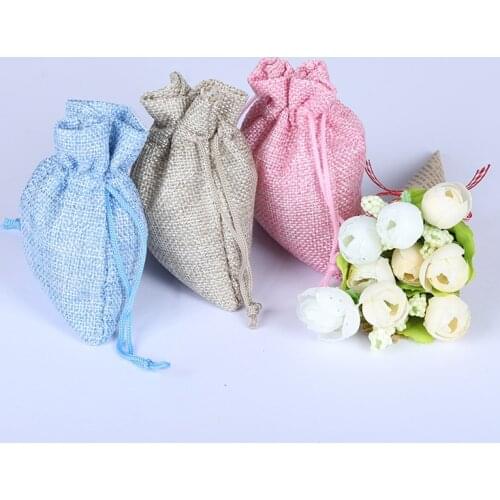 10Pcs Party Favors Small Bag Natural Linen Pouch Drawstring Burlap Jute Sack Drawstring Burlap Bags Drawstring Drawstring Bags