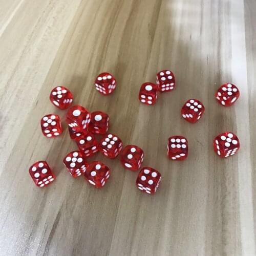 200Pcs/Lot Quality 12mm Acrylic Transparent Red Dice White Point Dice Hexahedron Fillet Entertainment Bar KTV Dice Set Yernea