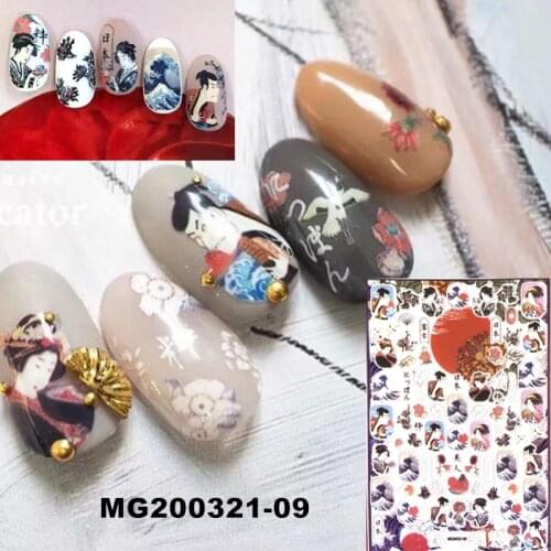 2020 MG series Japanese woman 3d nail art sticker nail decal stamping export japan designs rhinestones