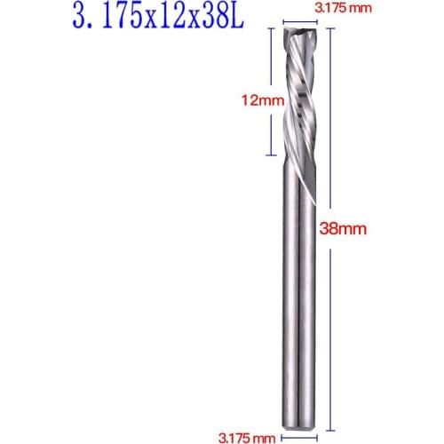80pc 3.175X12X38L UP&DOWN Cut Two Flutes Spiral Carbide Mill Cutters for CNC Router, Wood End Mill