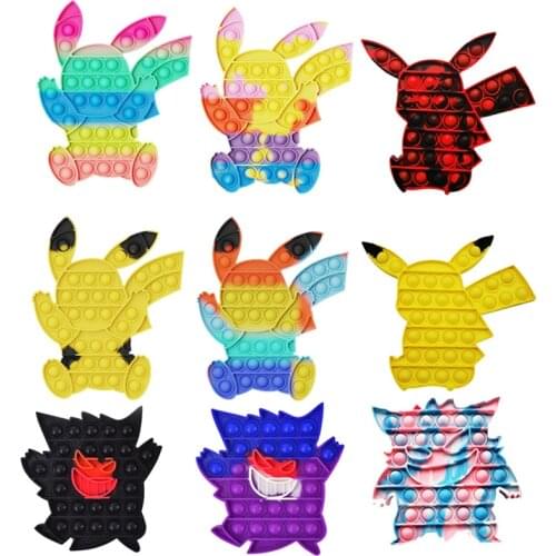 New Pokemon Pikachu Push Bubble popping Figet Toys Autism Needs Squishy Stress Reliever Anti-Stress Funny Squeeze Adult Toy