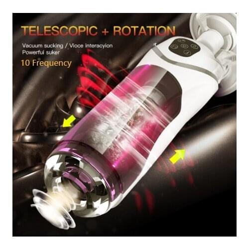 Automatic Telescopic Rotating Masturbation Cup Vagina Sucking Vibrator Smart Voice Sex Machine Male Blowjob Electric Sex Tool