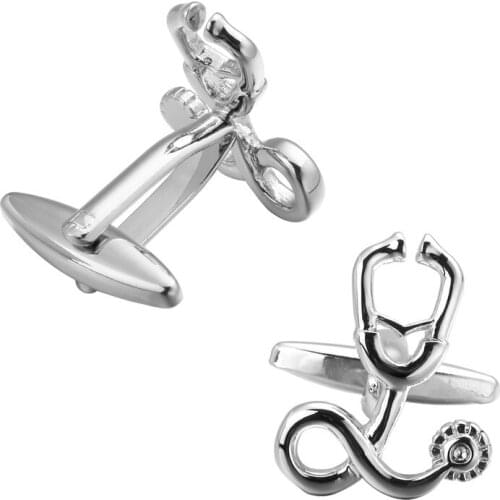 Free Shipping Stethoscope Cufflinks Silver Color Copper Doctor Design Best Gift For Men Cuff Links 3 pair pack sale