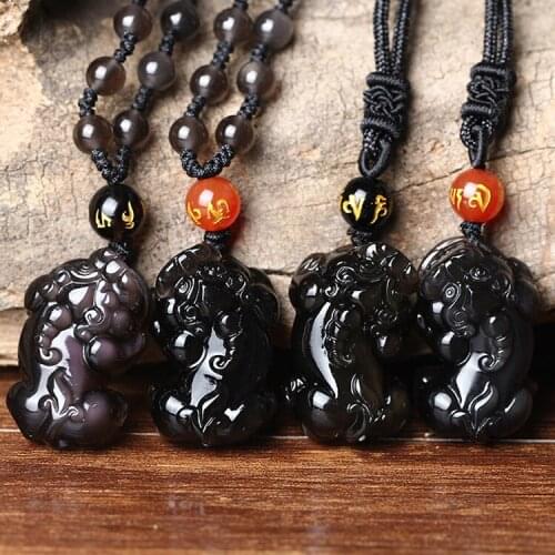 The Qixi Festival Valentine natural light ice color Obsidian bracelet Jewelry Pendant brave men and women
