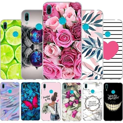 Phone Case For Huawei Y7 2019 DUB LX1 Case Silicone Soft TPU Cover For Huawei Y7 Prime 2019 Y7 Cases Flower Cute Cat Gril Bumper
