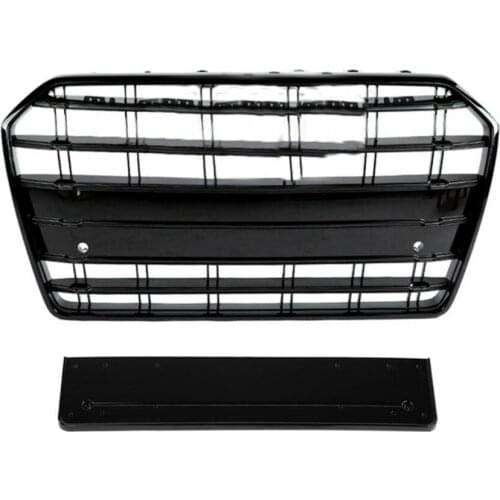 Black Car Front Bumper Grille Grill for Audi A6 c7 2016 2017 2018 2019 car-styling accessories