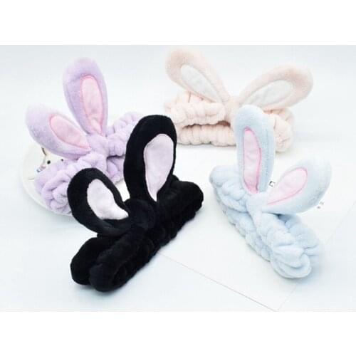 Rabbit Ear Cotton Soft Elastic Hair Ribbon SPA Bath Shower Make Up Wash Face Cosmetic Headband Hair Band Headwear Accessories
