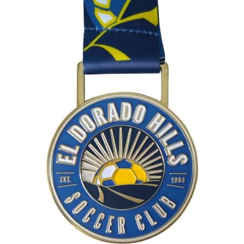 Custom Football Champion Sports Soft Metal Medal with Ribbon Round Medal