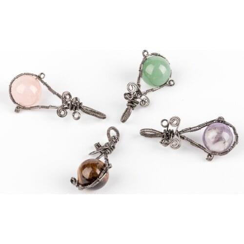 Natural Crystal stone Hand Wrapped Beaded Pendant Ladies Party Holiday Gift DIY Necklace Bracelet Earring Jewelry Accessories